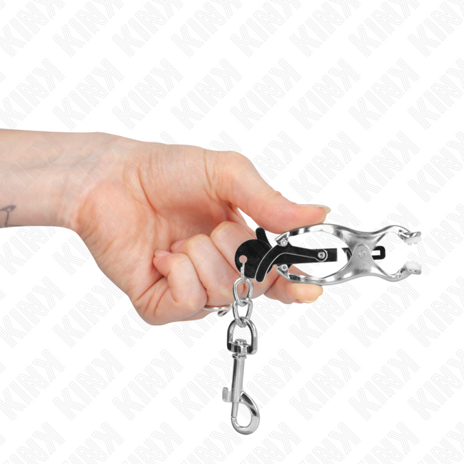 Kink – Japanische Kleeblatt-Nippelklemmen mit Haken Silber