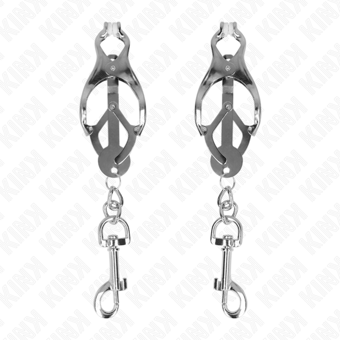 Kink – Japanische Kleeblatt-Nippelklemmen mit Haken Silber