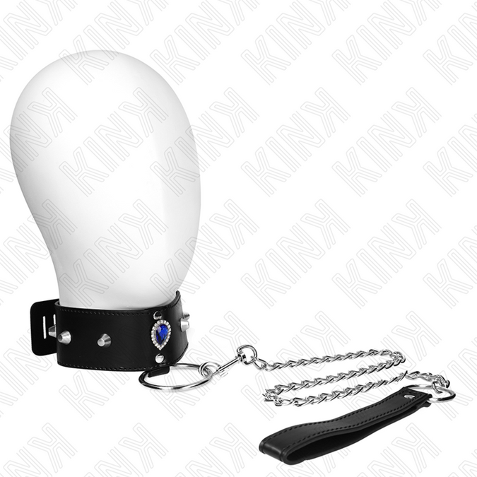 Kink – Halskette 65 cm mit Riemen und blauen Diamanten, verstellbar 36 – 43 cm x 5 cm