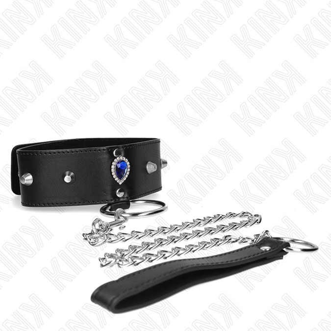 Kink – Halskette 65 cm mit Riemen und blauen Diamanten, verstellbar 36 – 43 cm x 5 cm