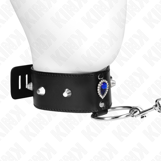 Kink – Halskette 65 cm mit Riemen und blauen Diamanten, verstellbar 36 – 43 cm x 5 cm