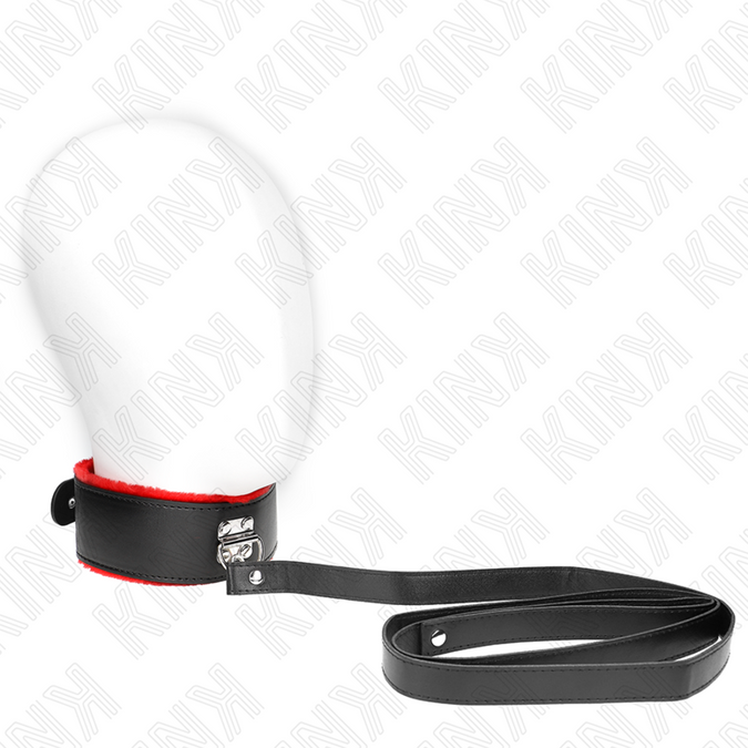 Kink – Halsband mit Gürtel 116 cm mit rotem Lederband, verstellbar 40 – 48 cm x 6 cm