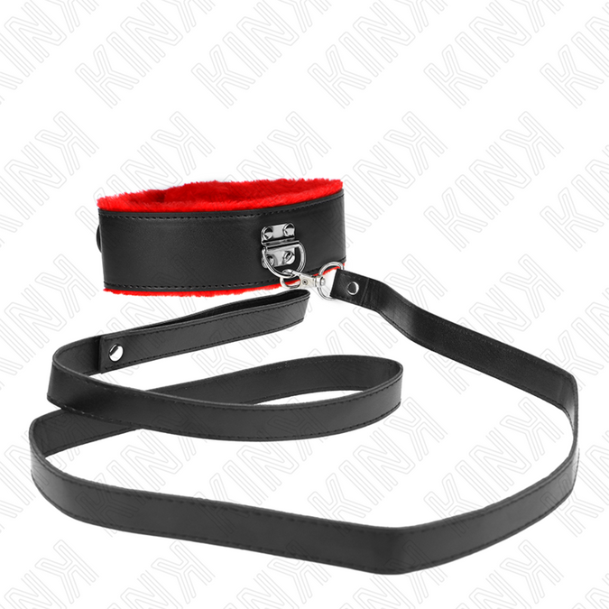 Kink – Halsband mit Gürtel 116 cm mit rotem Lederband, verstellbar 40 – 48 cm x 6 cm
