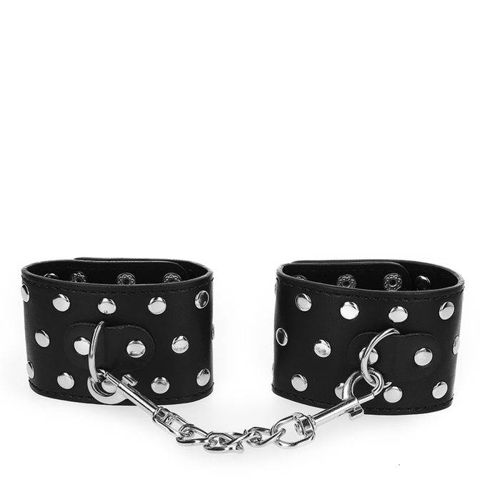 Kink – Polsboeien met druksluiting, volledig met klinknagels, zwart, verstelbaar 19 – 24 cm x 5,5 cm