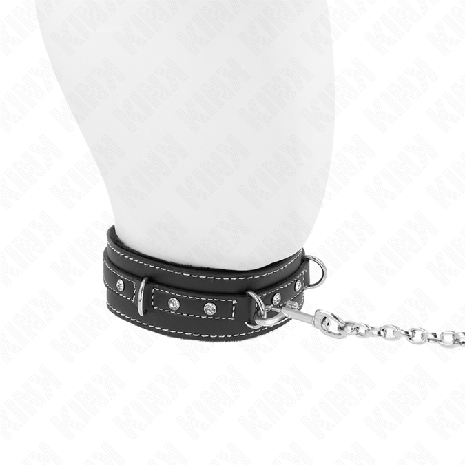 Kink – PVC-Lederhalsband Mit Gürtel 105 Cm Strassnieten 41,5 X 4 Cm