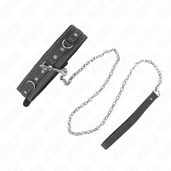 Kink – PVC-Lederhalsband Mit Gürtel 105 Cm Strassnieten 41,5 X 4 Cm