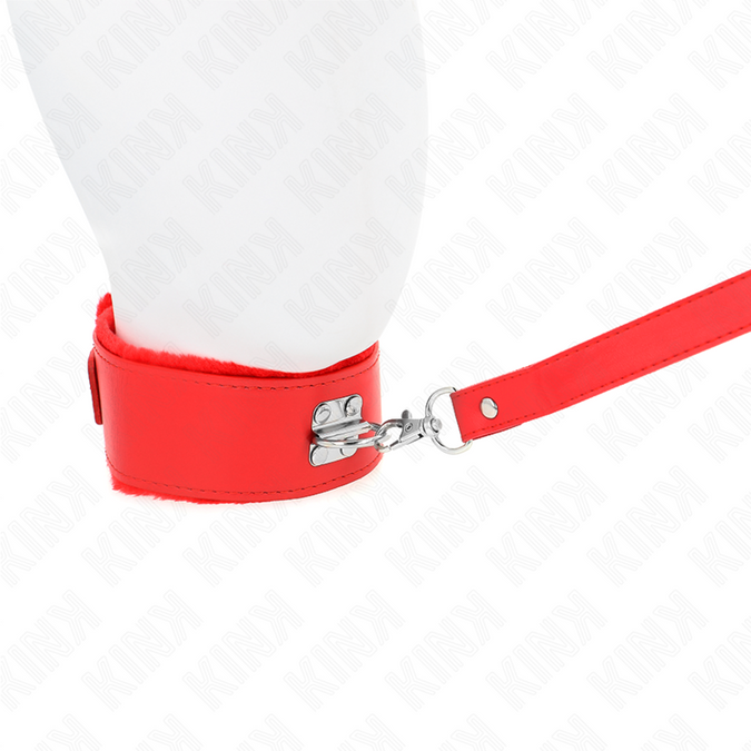 Kink – Halskette Mit Leine 116 Cm Mit Silbernen Nieten Modell 4 Rot Verstellbar 40 – 48 Cm X 6 Cm