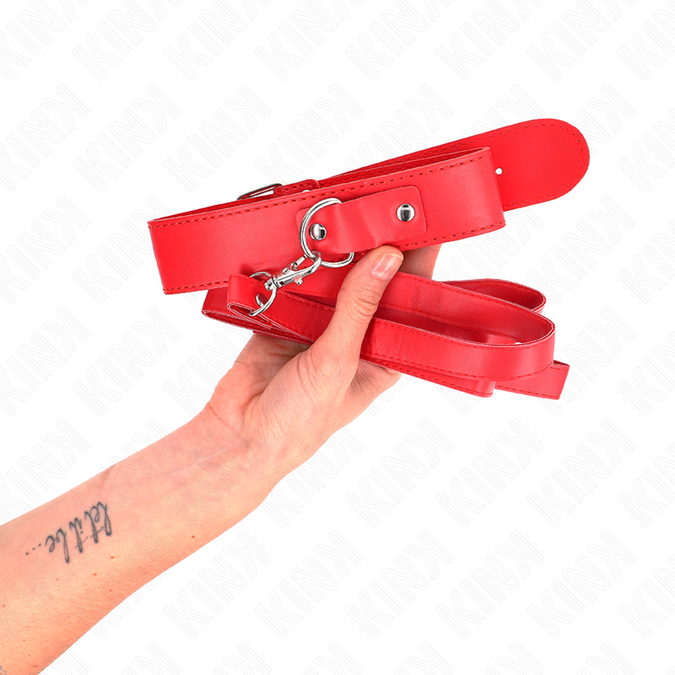 Kink – Halsband Mit Gürtel 116 Cm Rojo Riemen Verstellbar 32 – 50 Cm X 8 Cm