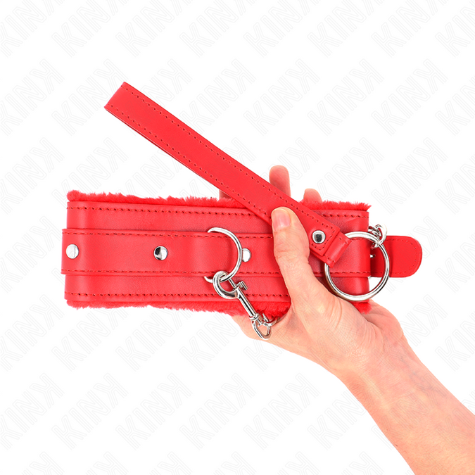Kink – Halsband mit Leine 65 cm mit Einschränkungen Rot 36 – 42 cm x 5,5 cm