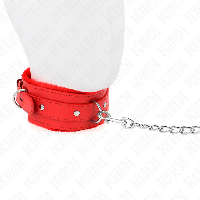 Kink – Halsband mit Leine 65 cm mit Einschränkungen Rot 36 – 42 cm x 5,5 cm