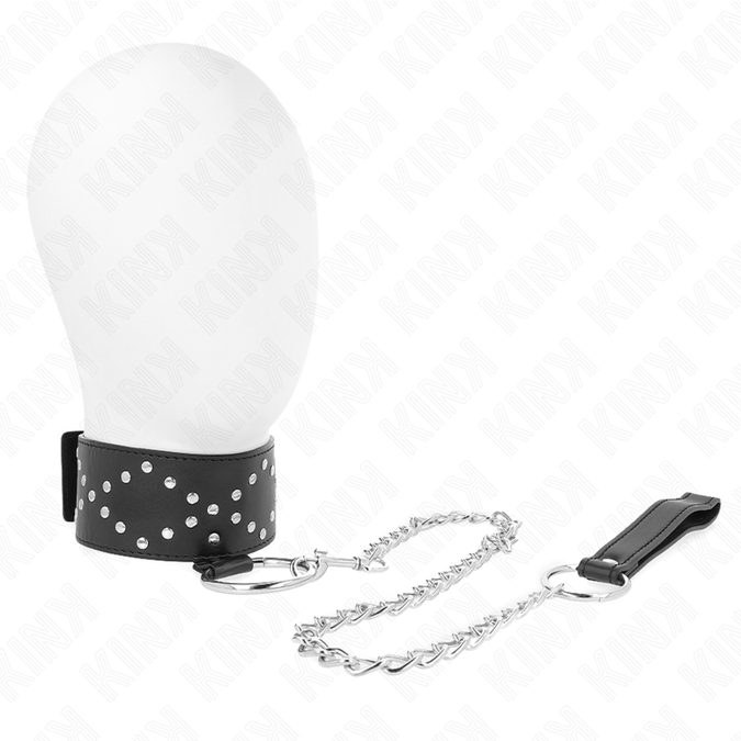 Kink – Necklace 65 Cm With Leash With Silver Studs Model 3 Adjustable 36 – 43 Cm X 5 Cm