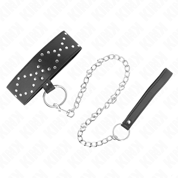 Kink – Necklace 65 Cm With Leash With Silver Studs Model 3 Adjustable 36 – 43 Cm X 5 Cm
