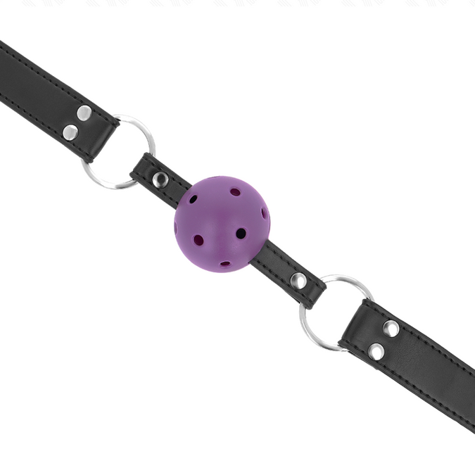 Kink – Atmungsaktiver Ball 4 Cm Knebel Mit Doppelter Niete Lila 62,5 X 2,5 Cm Verstellbar 42 – 58 Cm