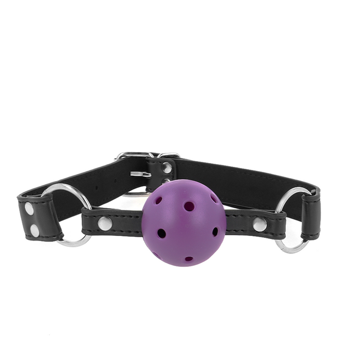 Kink – Atmungsaktiver Ball 4 Cm Knebel Mit Doppelter Niete Lila 62,5 X 2,5 Cm Verstellbar 42 – 58 Cm