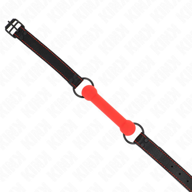 Kink – Knochenknebel mit Lederimitat-Riemen Rot Verstellbar 41 – 57 cm