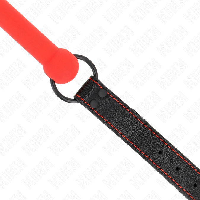 Kink – Knochenknebel mit Lederimitat-Riemen Rot Verstellbar 41 – 57 cm