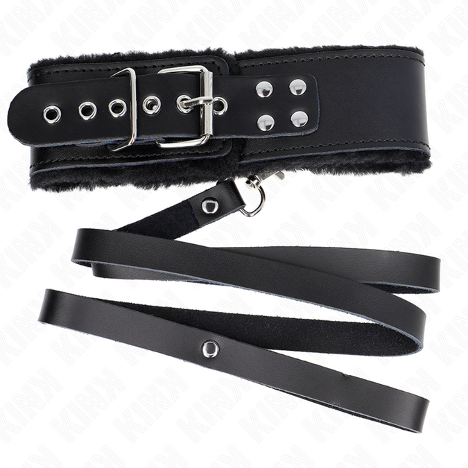 Kink – Halsband mit Gürtel 116 cm mit schwarzem Lederband, verstellbar 40 – 48 cm x 6 cm