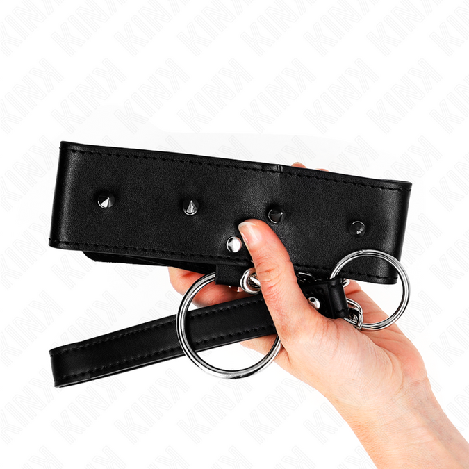 Kink – Halskette 65 Cm Mit Leine Mit Silbernen Nieten Modell 2 Verstellbar 36 – 43 Cm X 5 Cm