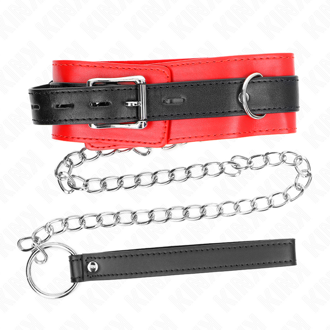 Kink – Halsband mit Gürtel 65 cm mit rotem Riemen 54 x 4,5 cm