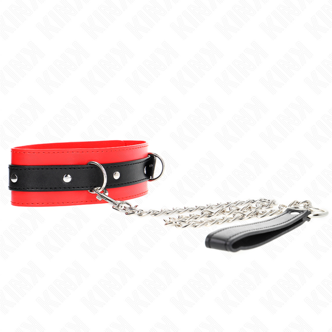 Kink – Halsband mit Gürtel 65 cm mit rotem Riemen 54 x 4,5 cm