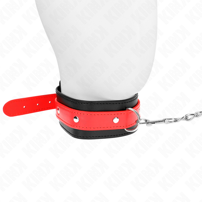Kink – Halskette mit rotem Riemen 65 cm verstellbar 36 – 43 cm x 5 cm