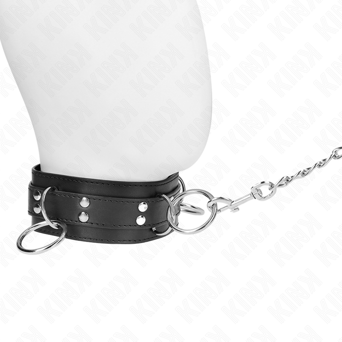 Kink – 3-Ring-Sklaverei-Halskette mit Riemen 80 cm 53 x 5 cm