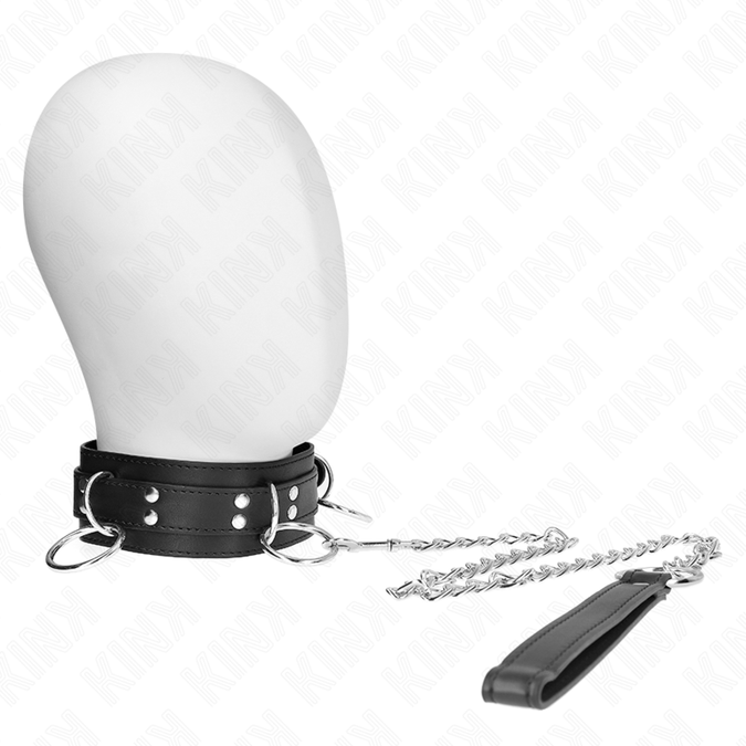 Kink – 3-Ring-Sklaverei-Halskette mit Riemen 80 cm 53 x 5 cm
