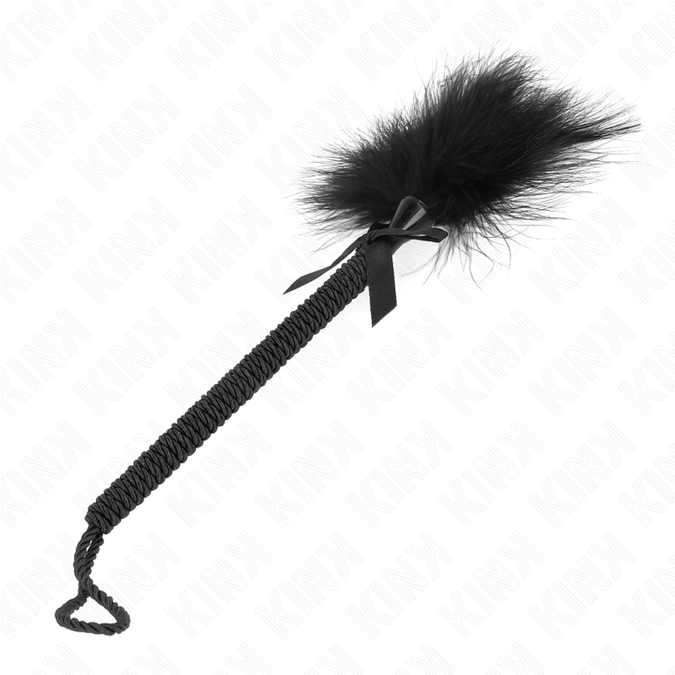 Pleasurements – Kink – Nylonseil-Zauberstab mit Kitzelfedern und schwarzer Schleife, 25 cm