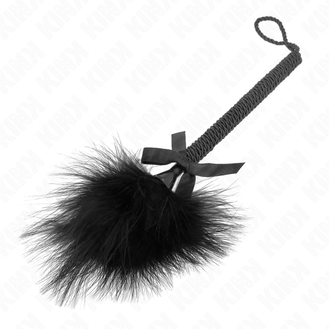 Pleasurements – Kink – Nylonseil-Zauberstab mit Kitzelfedern und schwarzer Schleife, 25 cm