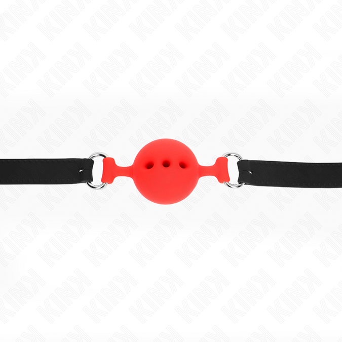 Kink – Vollsilikon Knebel 55 x 2 cm mit 4,5 cm Kugel Größe M Rot Verstellbar 35 – 51 cm