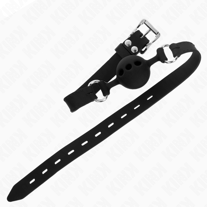 Kink – Vollsilikon Knebel 55 x 2 cm mit 4 cm Kugel Größe S Schwarz Verstellbar 35 – 51 cm