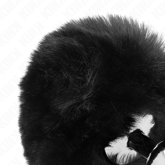 Kink – Edelstahlplug 7 x 3 cm mit schwarzem Kunstfell-Rabbit-Tail 8 cm