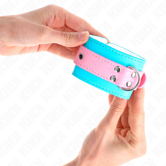 Kink – Niedliche Handgelenkfesseln Blau / Pink, verstellbar 16 – 28 cm x 5 cm