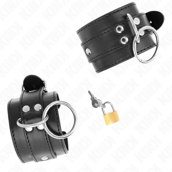 Kink – O-Ring verschlossene Handgelenkfesseln Schwarz Verstellbar 20 – 28 cm x 5,5 cm