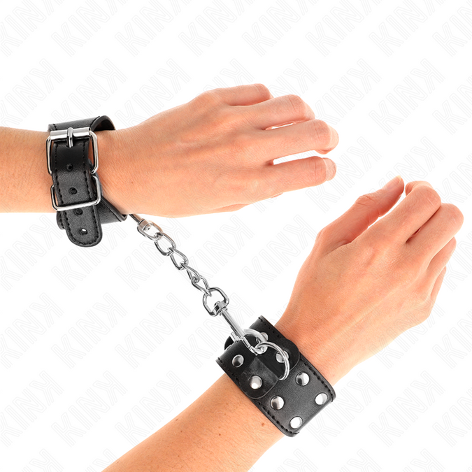 Kink – Handgelenkbänder Mit Doppelter Reihe Verstellbarer Nieten Schwarz