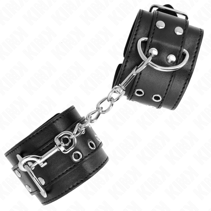 Kink – Doppel-Schnallen Handgelenkfesseln Schwarz Verstellbar 19 – 26 Cm