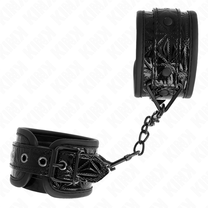 Kink – Handgelenkfesseln mit Diamantmuster Schwarz, verstellbar 17 – 26 cm x 5,5 cm