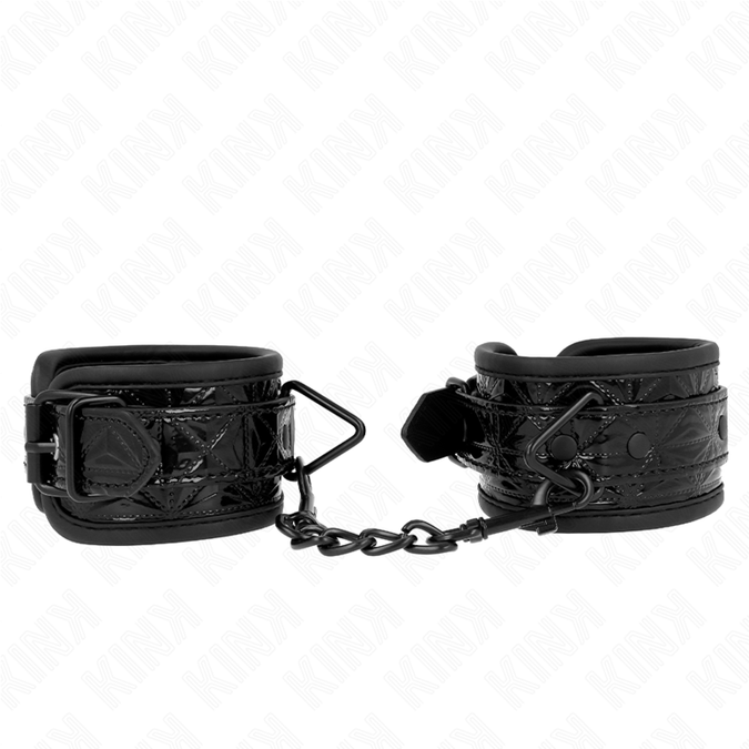 Kink – Handgelenkfesseln mit Diamantmuster Schwarz, verstellbar 17 – 26 cm x 5,5 cm