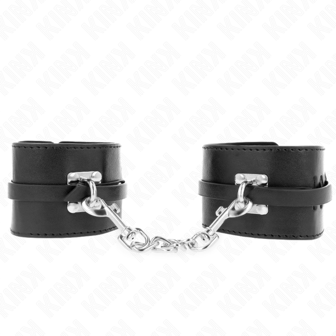 Kink – Deluxe abschließbare Handgelenkfesseln Schwarz, verstellbar 14,5 – 21 cm x 6 cm