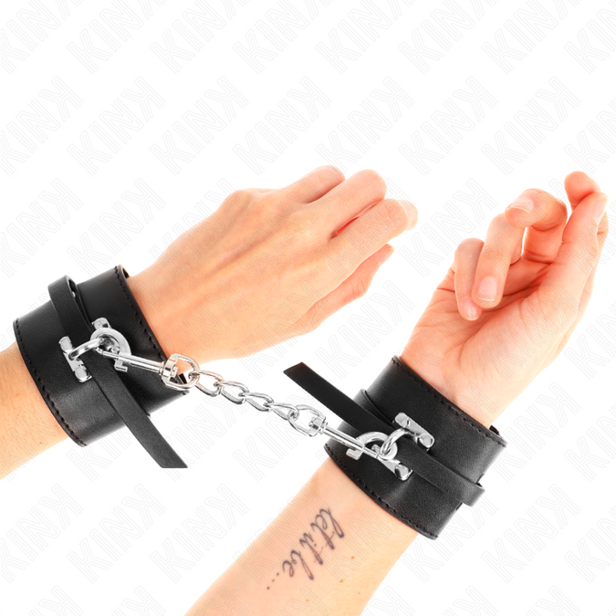 Kink – Deluxe abschließbare Handgelenkfesseln Schwarz, verstellbar 14,5 – 21 cm x 6 cm