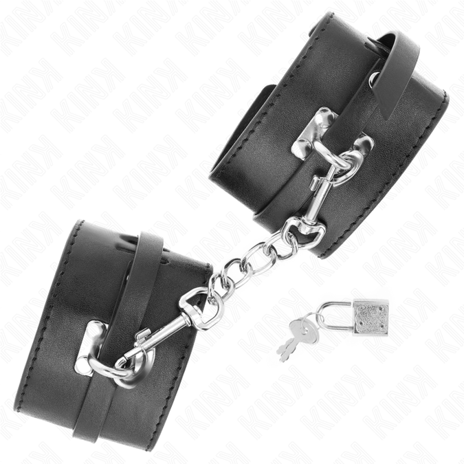 Kink – Deluxe abschließbare Handgelenkfesseln Schwarz, verstellbar 14,5 – 21 cm x 6 cm