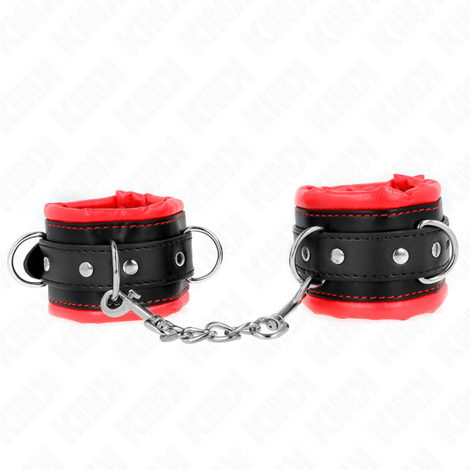 Kink – Schwere Handgelenkfesseln mit rotem Fellfutter, verstellbar 20 – 30 cm x 6 cm