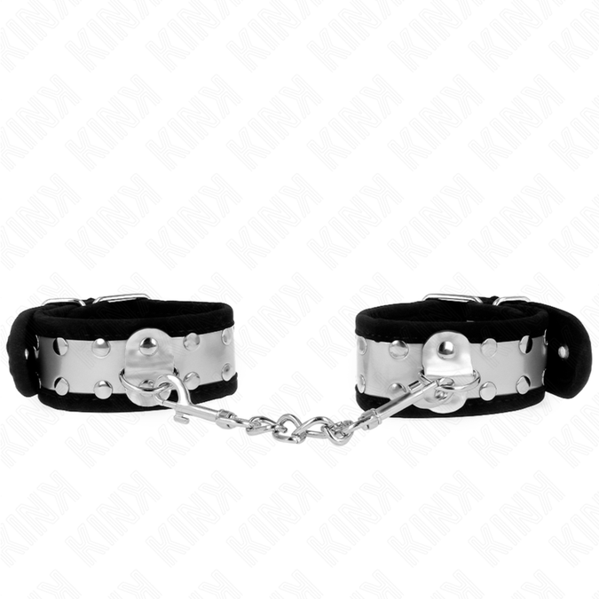 Kink – Dünne Handgelenkfesseln Schwarz / Silber 30 x 4 cm