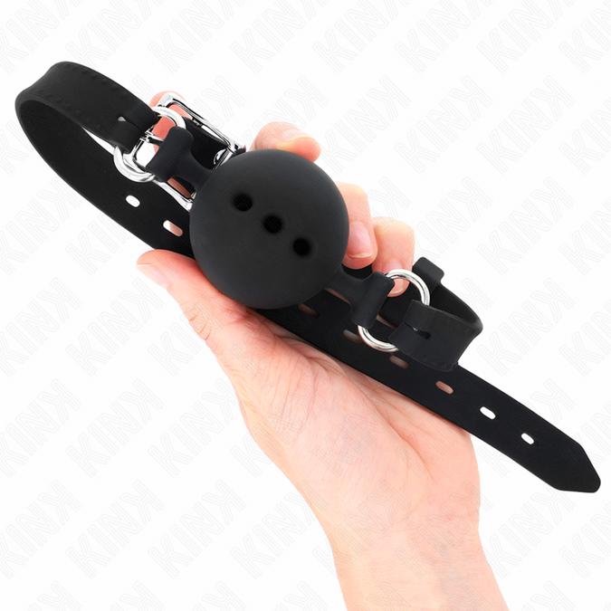 Kink – Full Silicone Gag 55 X 2 Cm With 4.5 Cm Ball Size M Black Adjustable 35 – 51 Cm