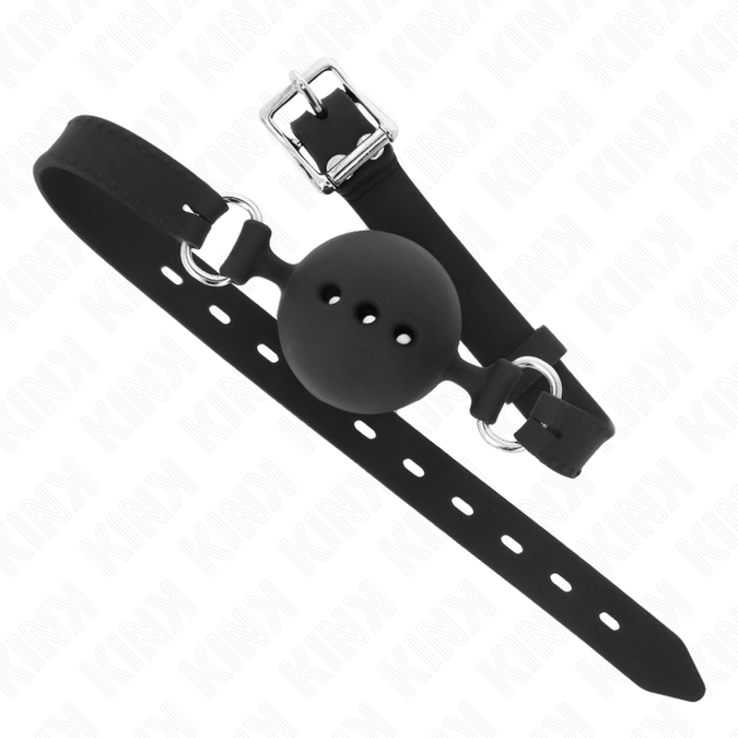 Kink – Full Silicone Gag 55 X 2 Cm With 4.5 Cm Ball Size M Black Adjustable 35 – 51 Cm