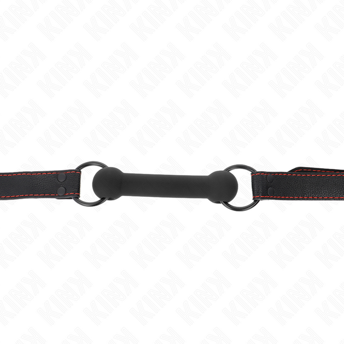 Kink – Knochenknebel mit Lederimitat-Riemen Schwarz Verstellbar 41 – 57 cm