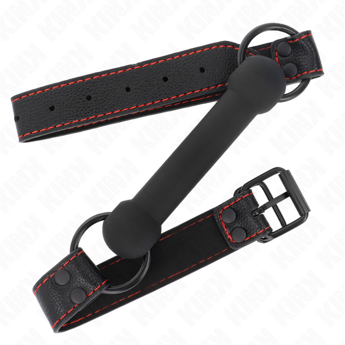 Kink – Knochenknebel mit Lederimitat-Riemen Schwarz Verstellbar 41 – 57 cm