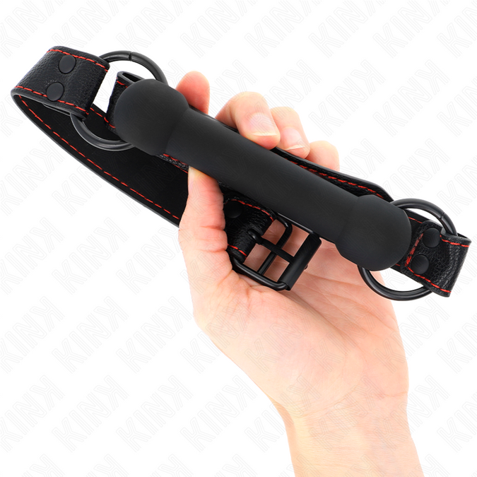 Kink – Knochenknebel mit Lederimitat-Riemen Schwarz Verstellbar 41 – 57 cm