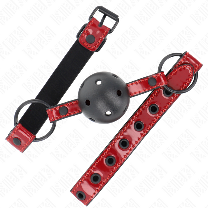 Kink – Glänzender Lederimitat-Ball 4,5 Cm Knebel 63,5 X 2 Cm Verstellbar 41 X 59 Cm