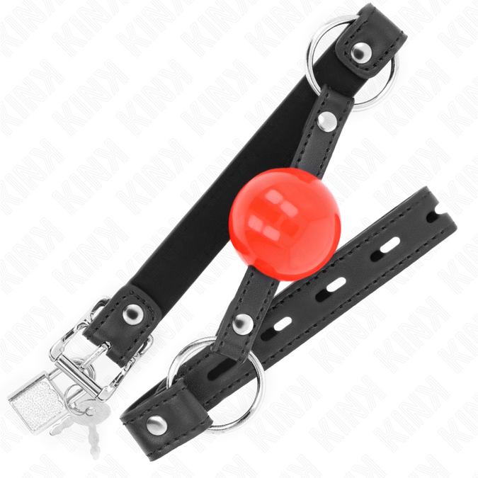 Kink – Kugel 4 Cm Knebel Mit Schloss Rote Kugel Schwarzer Riemen 60 X 2 Cm